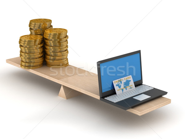 Vergelijking ecommerce cash geïsoleerd 3D afbeelding Stockfoto © ISerg