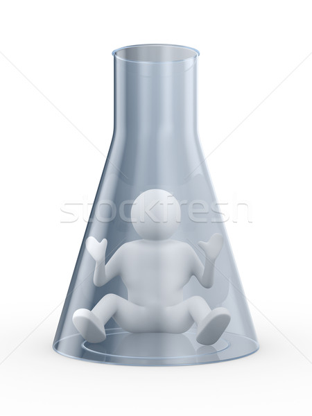 Stock photo: man in test tube on white background. Isolated 3D image