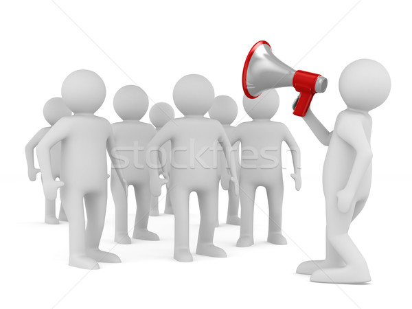 orator speaks in megaphone. Isolated 3D image Stock photo © ISerg