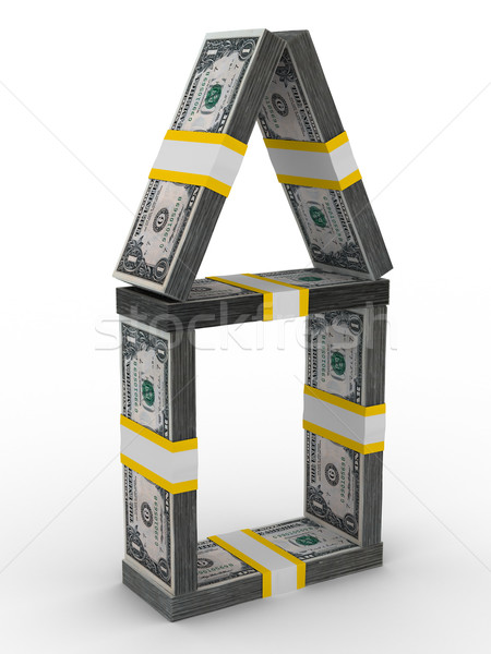 Stock foto: Haus · Geld · weiß · isoliert · 3D · Bild