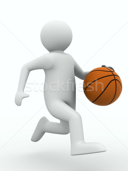 basketball player with ball on white background. Isolated 3D image Stock photo © ISerg