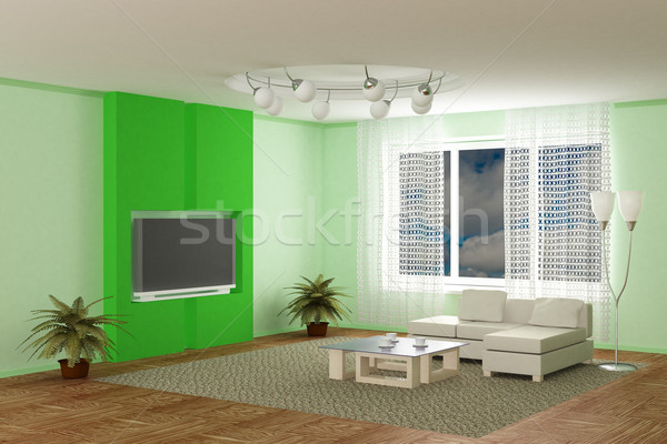 Zdjęcia stock: Wnętrza · pokój · 3D · obraz · telewizji · projektu