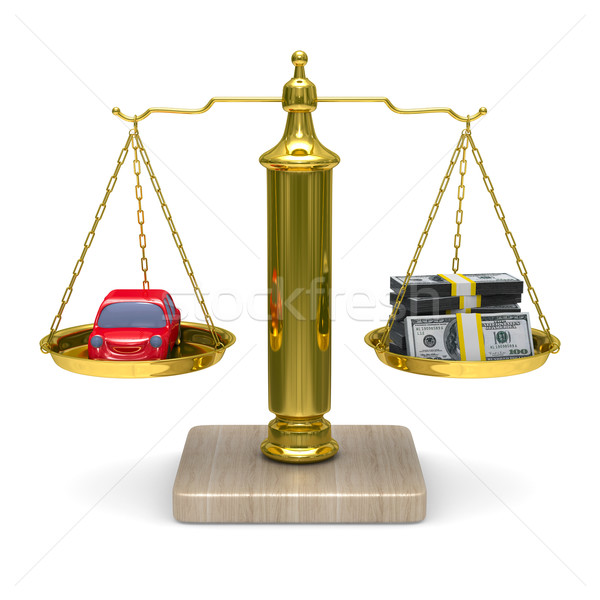 car and cashes on scales. Isolated 3D image Stock photo © ISerg