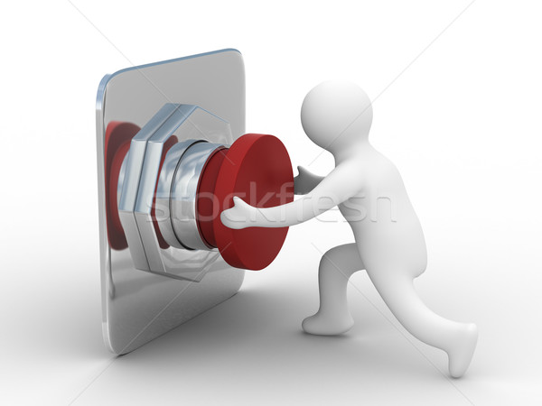 person pushes the button. Isolated 3D image Stock photo © ISerg
