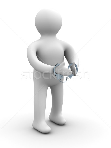 criminal chained in handcuffs. Isolated 3D image Stock photo © ISerg