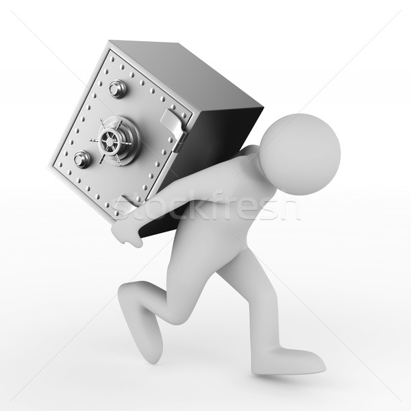 man and safe on white background. Isolated 3D image Stock photo © ISerg