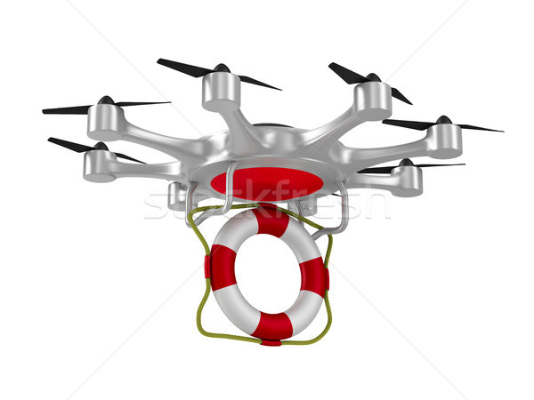 octocopter with lifebuoy on white background. Isolated 3d illust Stock photo © ISerg