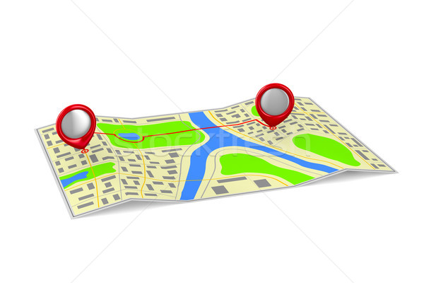 Navigation weiß isoliert 3D-Darstellung Papier Straße Stock foto © ISerg