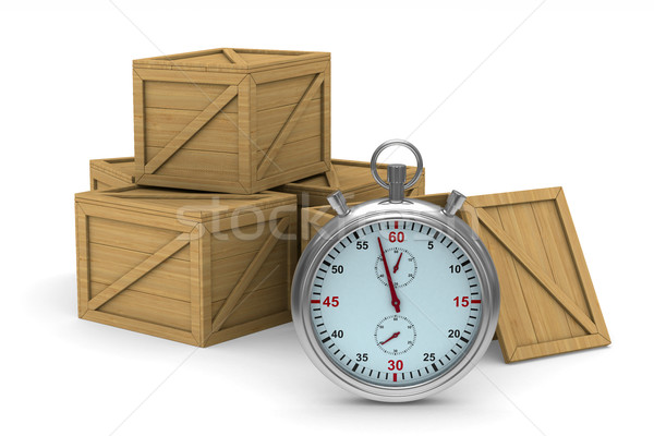 wooden boxes. Isolated 3D image Stock photo © ISerg