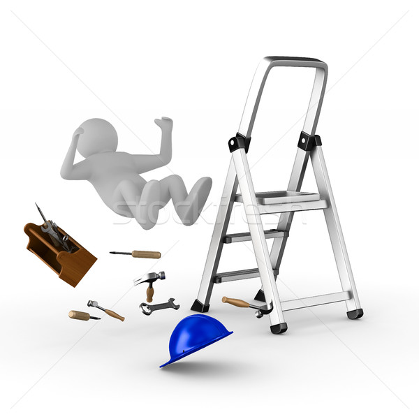 Man ladder witte geïsoleerd 3D afbeelding Stockfoto © ISerg