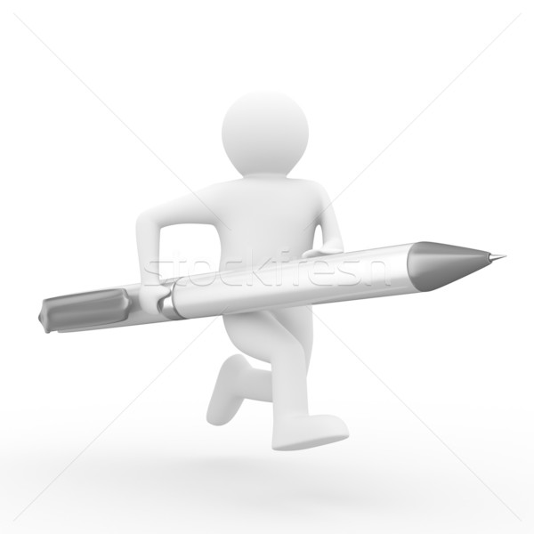 man with ball pen on white background. Isolated 3D image Stock photo © ISerg