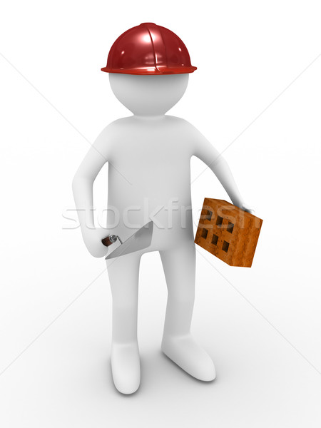 builder on white background. Isolated 3D image Stock photo © ISerg