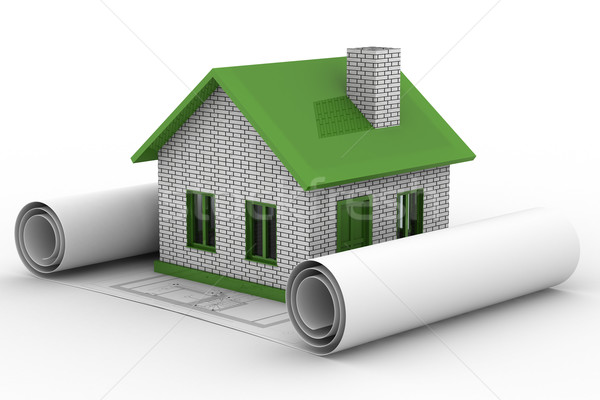 Small house on  white background. Isolated 3D image Stock photo © ISerg