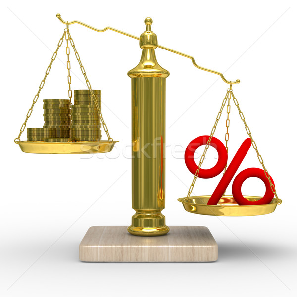 Cashes and percent on weights. Isolated 3D image Stock photo © ISerg