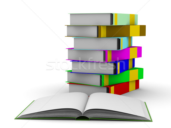 Stockfoto: Boeken · witte · geïsoleerd · 3D · afbeelding