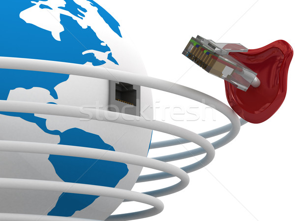 Imagine de stoc: Protejat · la · nivel · mondial · reţea · Internet · 3D · imagine