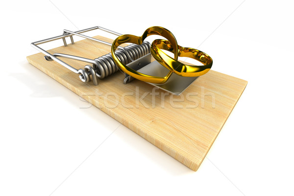 mousetrap with wedding ring on white background. Isolated 3D ima Stock photo © ISerg