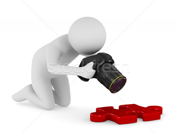 man with digital camera on white background. Isolated 3D illustr Stock photo © ISerg