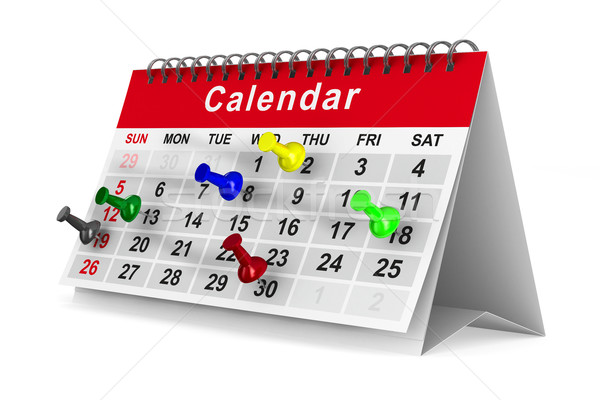 Calendar with pins on white background. Isolated 3D image Stock photo © ISerg