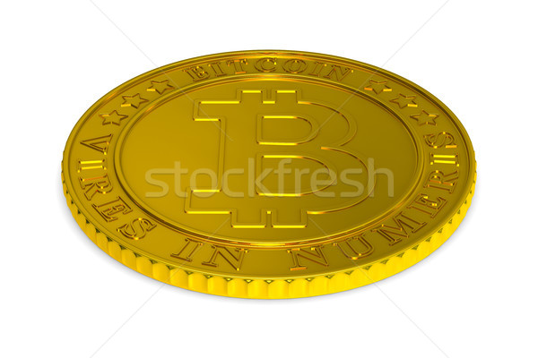 coin bitcoin on white background. Isolated 3D illustration Stock photo © ISerg