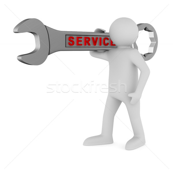 man with spanner on white background. Isolated 3D illustration Stock photo © ISerg
