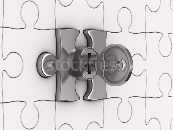 Puzzle with key. 3D image Stock photo © ISerg
