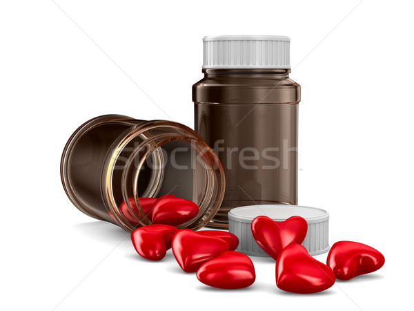 Two bottle and hearts on white background. Isolated 3D image Stock photo © ISerg