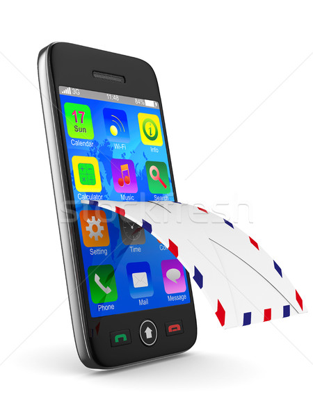 Telefon poştă alb izolat 3D imagine Imagine de stoc © ISerg