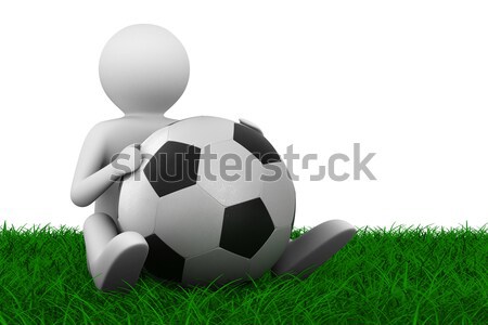 soccer player with ball on grass. 3D image Stock photo © ISerg