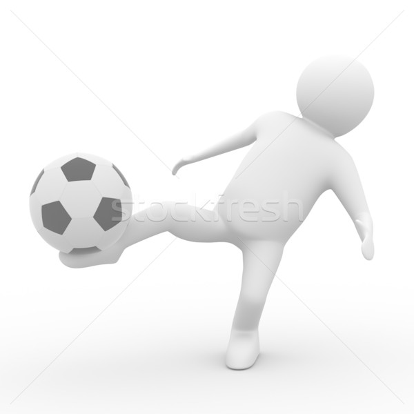 soccer player with ball on white background. Isolated 3D image Stock photo © ISerg