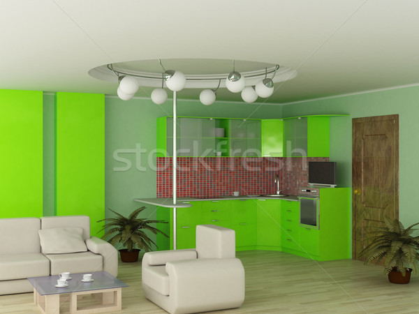 Interior of modern kitchen. 3D image. Stock photo © ISerg