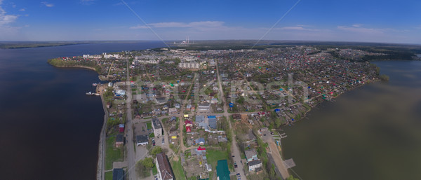 Stadt Panorama top Ansicht Dauerwelle Himmel Stock foto © ISerg
