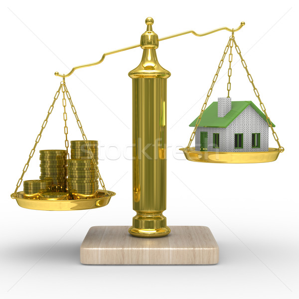 house and cashes on scales. Isolated 3D image Stock photo © ISerg