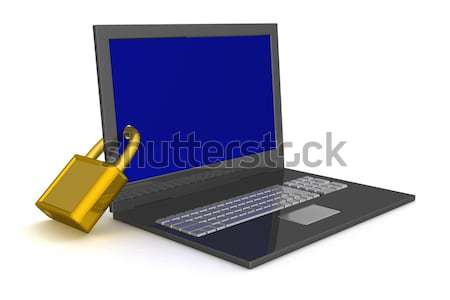 Laptop informaţii siguranţă 3D imagine tehnologie Imagine de stoc © ISerg