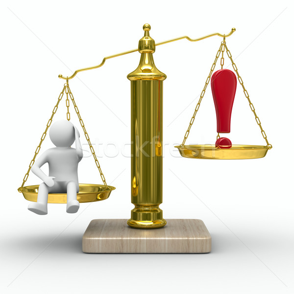 man and exclamation point on scales. Isolated 3D image Stock photo © ISerg