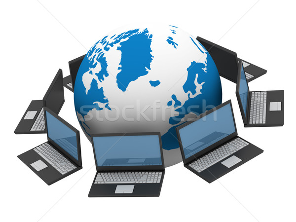 La nivel mondial reţea Internet izolat 3D imagine Imagine de stoc © ISerg