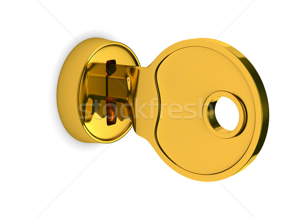 Isolated key and lock on white background. 3D image Stock photo © ISerg