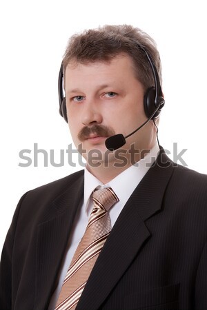 men in headphones on a white background Stock photo © ISerg