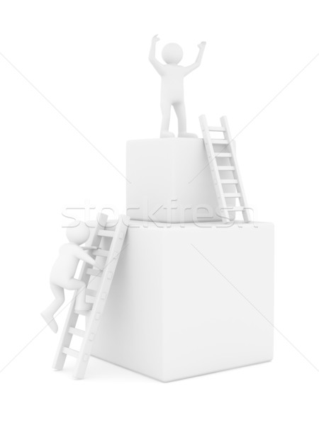 man on box and staircase. Isolated 3D image Stock photo © ISerg