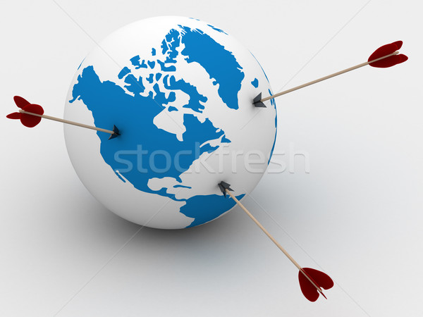 Foto stock: Mundo · flechas · 3D · imagen · aislado · ilustraciones