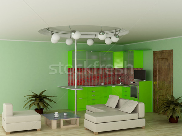 Interior of modern kitchen. 3D image. Stock photo © ISerg