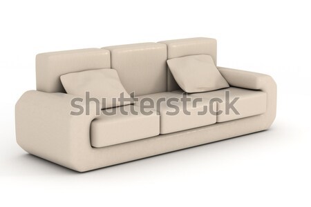 Stockfoto: Geïsoleerd · leder · sofa · interieur · 3D · afbeelding