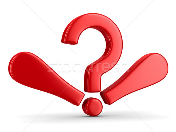 Stock photo: Sign question and exclamation on white. Isolated 3D image