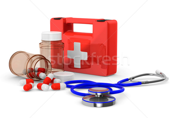 First aid kit on white background. Isolated 3D image Stock photo © ISerg