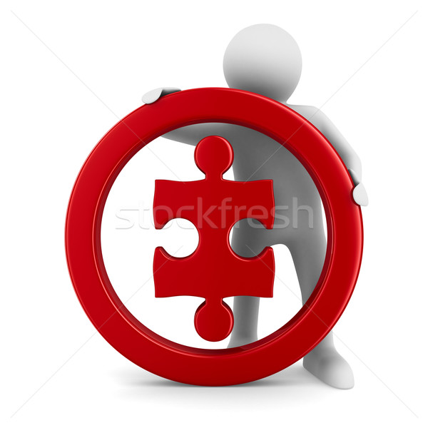 Puzzle into circle on white background. Isolated 3D image Stock photo © ISerg