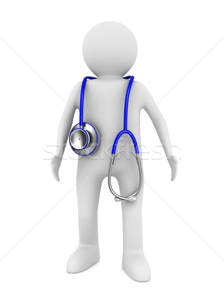 doctor with stethoscope on white background. Isolated 3D image Stock photo © ISerg