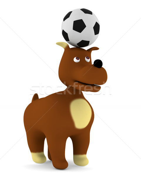 Hund Ball weiß isoliert 3D-Darstellung Fußball Stock foto © ISerg