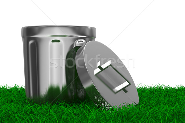 Garbage basket on grass. Isolated 3D image Stock photo © ISerg