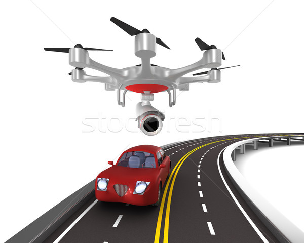 aerial of road on white background. Isolated 3D illustration Stock photo © ISerg