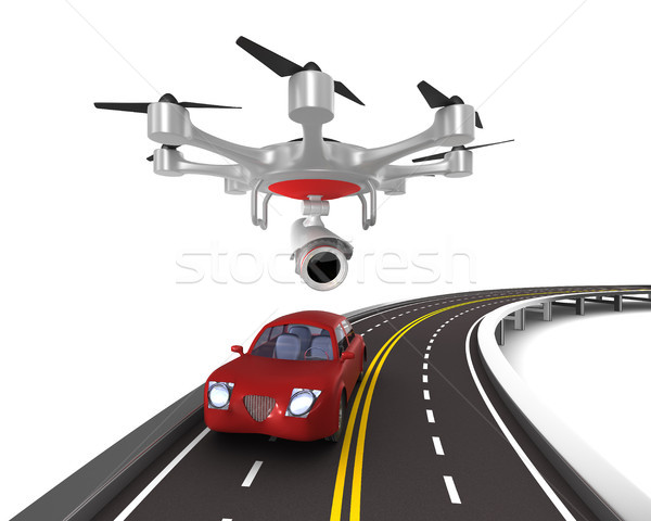 Foto stock: Aéreo · carretera · blanco · aislado · 3d · coche